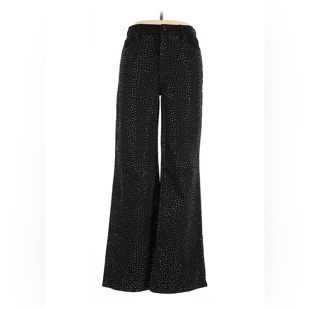 Good American Black Wide-Leg Rhinestone Pants